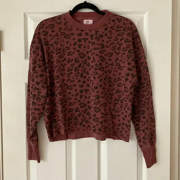 Sundry Leopard Print Drapey Sweatshirt - Picture 3 of 6
